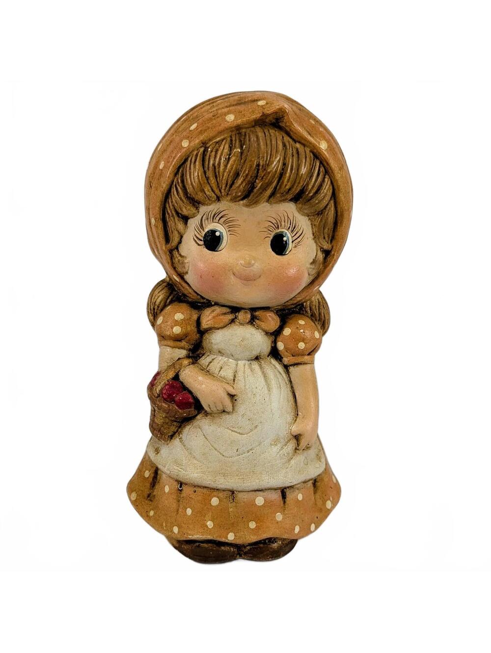Vtg MCM Big Eye Girl Apple Basket Girl